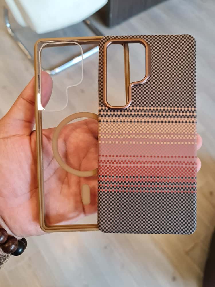 Twin Side Carbon Fiber Magsafe Phone Case For Samsung (Brown)