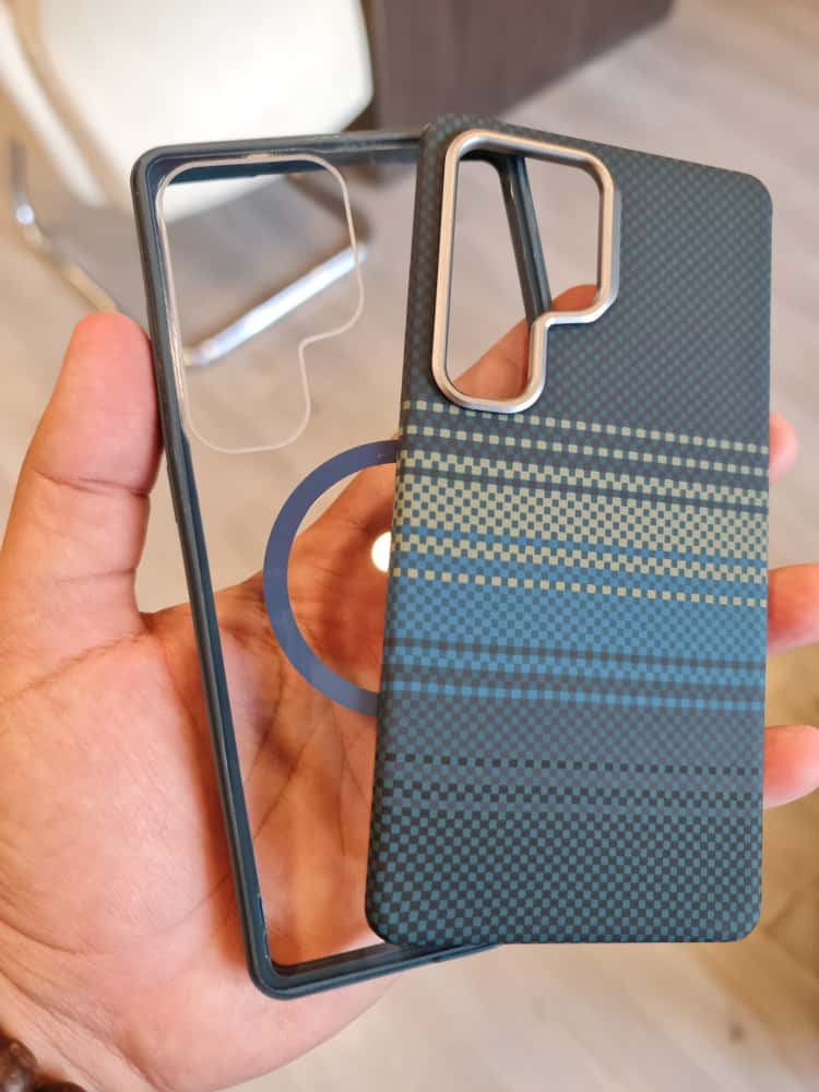 Twin Side Carbon Fiber Magsafe Phone Case For Samsung (Blue)