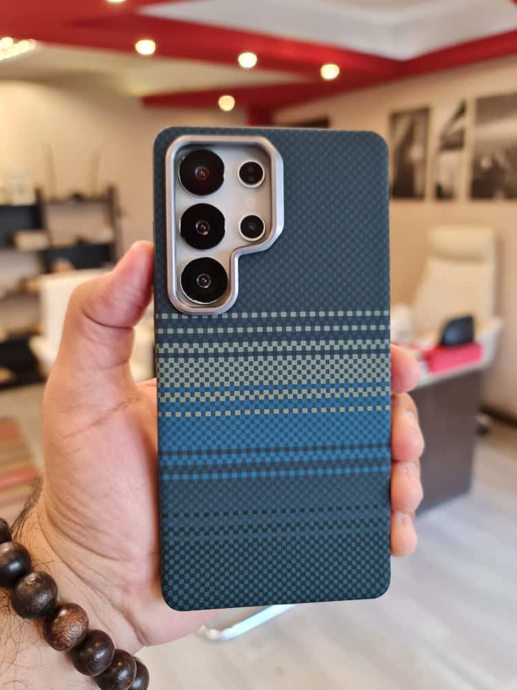 Twin Side Carbon Fiber Magsafe Phone Case For Samsung (Blue)