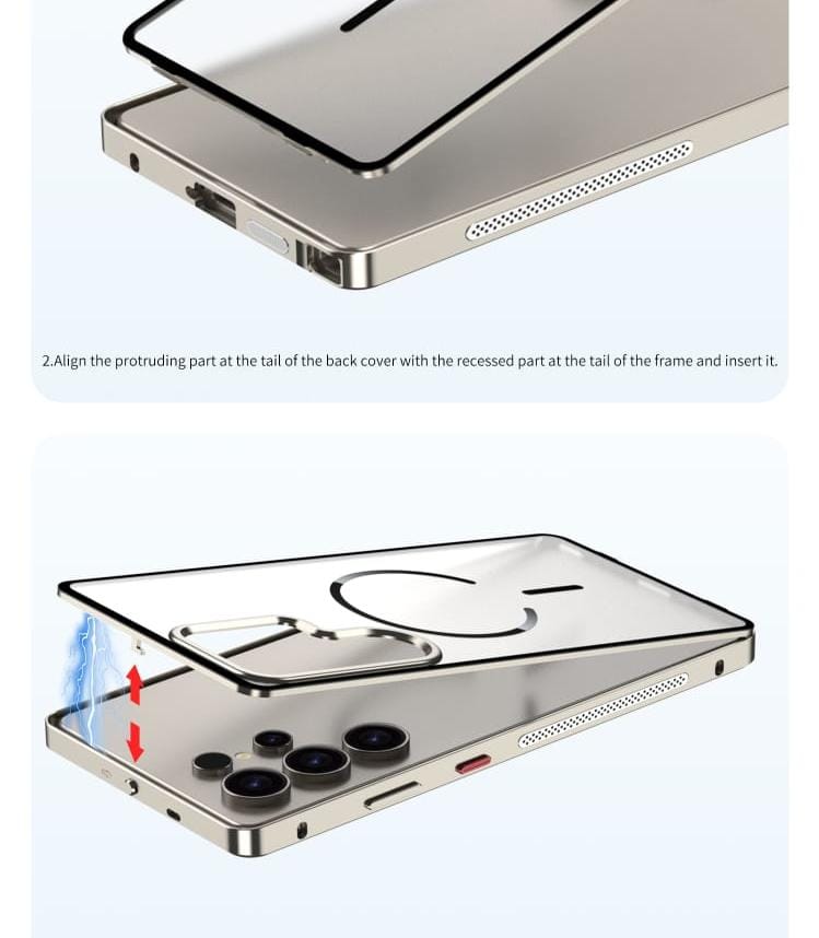 Metal Bumper Frame Frosted PC Back Cover Case For Samsung S26 Ultra