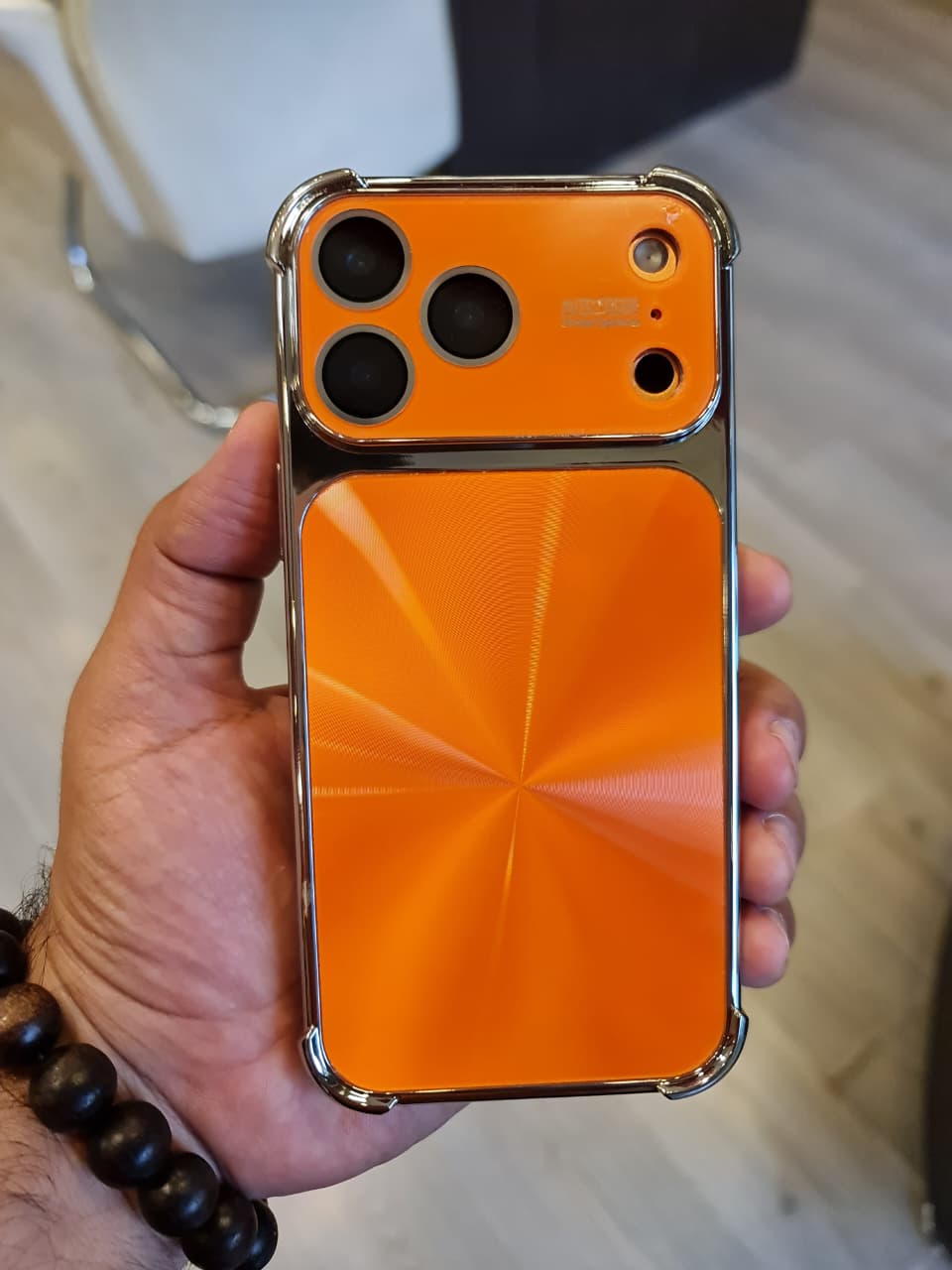 Electroplated Frame Four Corners Anti-drop Glossy Lens Protection (Orange)