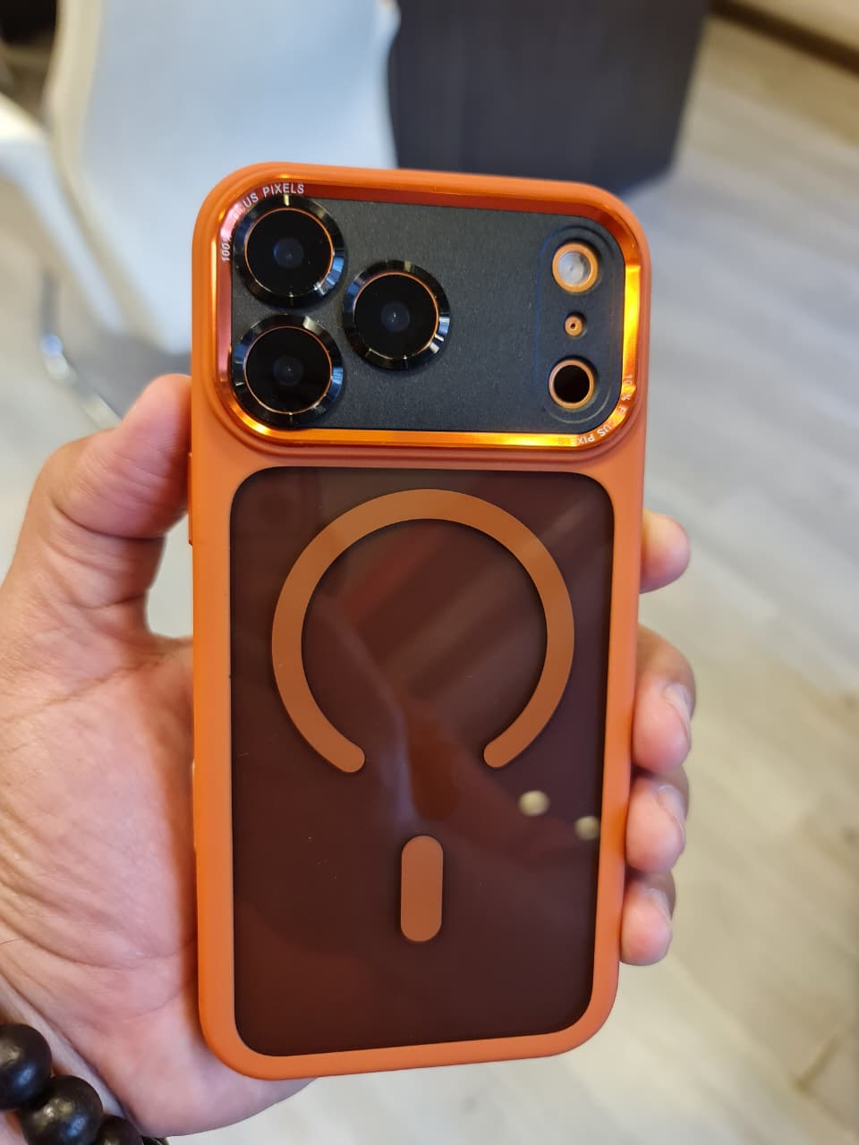 Popular TPU Acrylic Clear Magnetic Phone Case for iPhone 17 Pro Max (Orange)