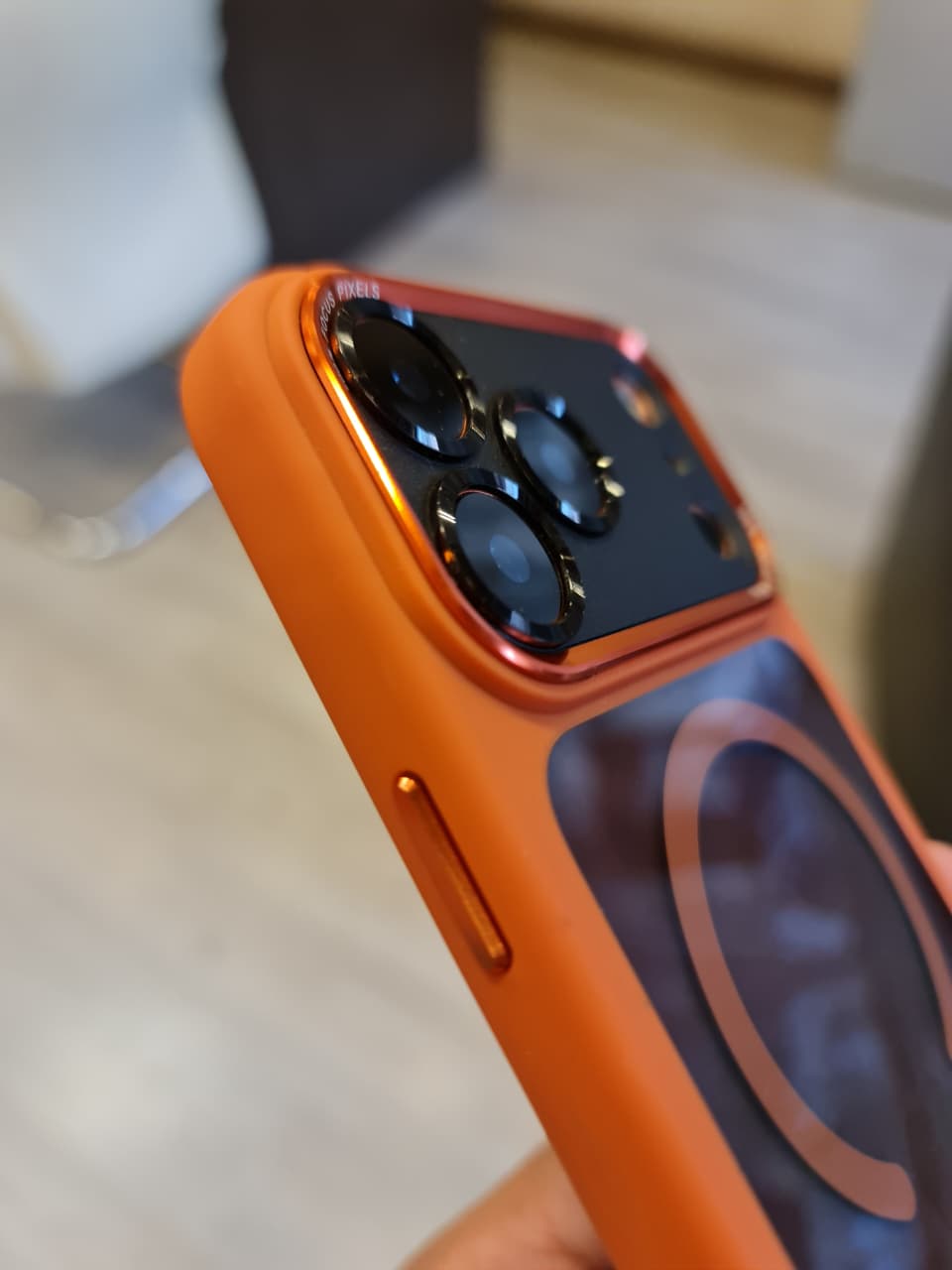 Popular TPU Acrylic Clear Magnetic Phone Case for iPhone 17 Pro Max (Orange)