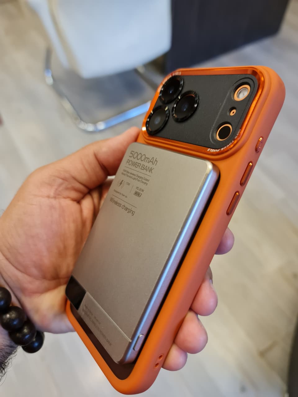 Popular TPU Acrylic Clear Magnetic Phone Case for iPhone 17 Pro Max (Orange)