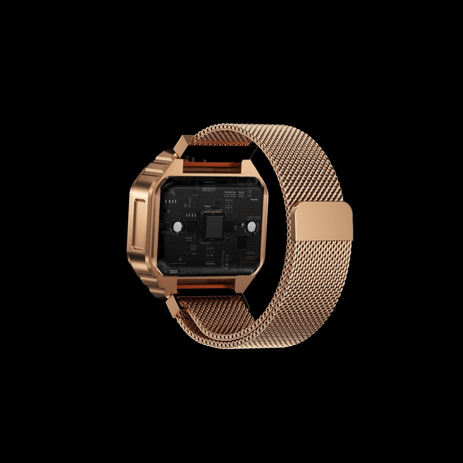 B7 Mini Smart Ring Watch with Interchangeable Stainless Steel and Nylon Straps