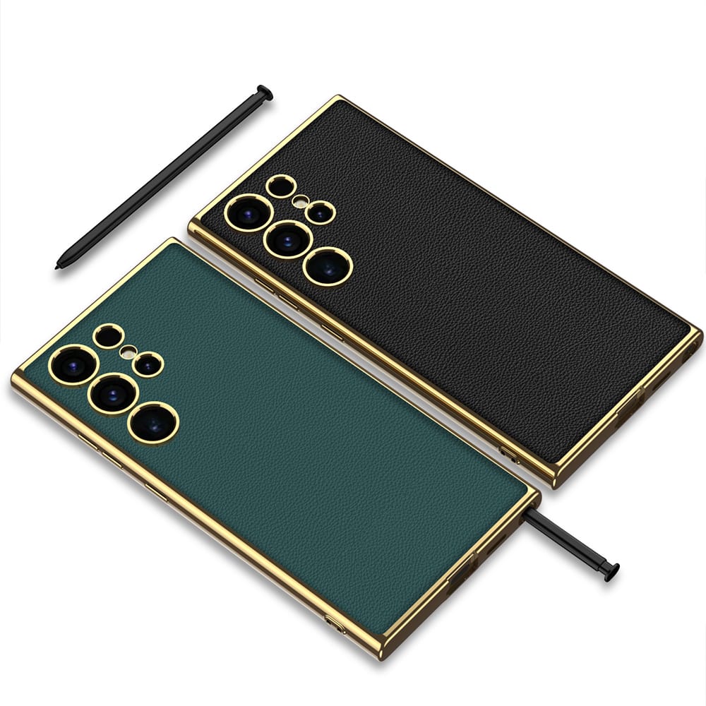 GKK Electroplating PU Leather TPU Phone Back Cover For Samsung