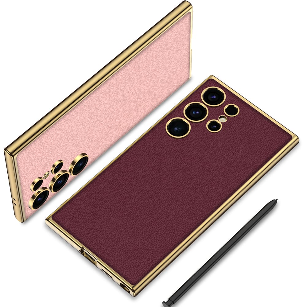 GKK Electroplating PU Leather TPU Phone Back Cover For Samsung