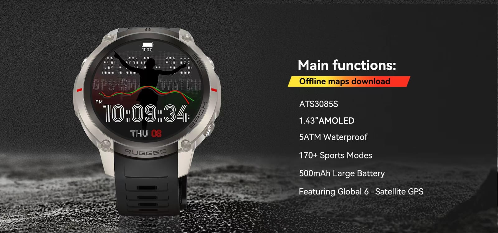 Rugged Smart Watch Fitness tracker DM59 GPS Watch