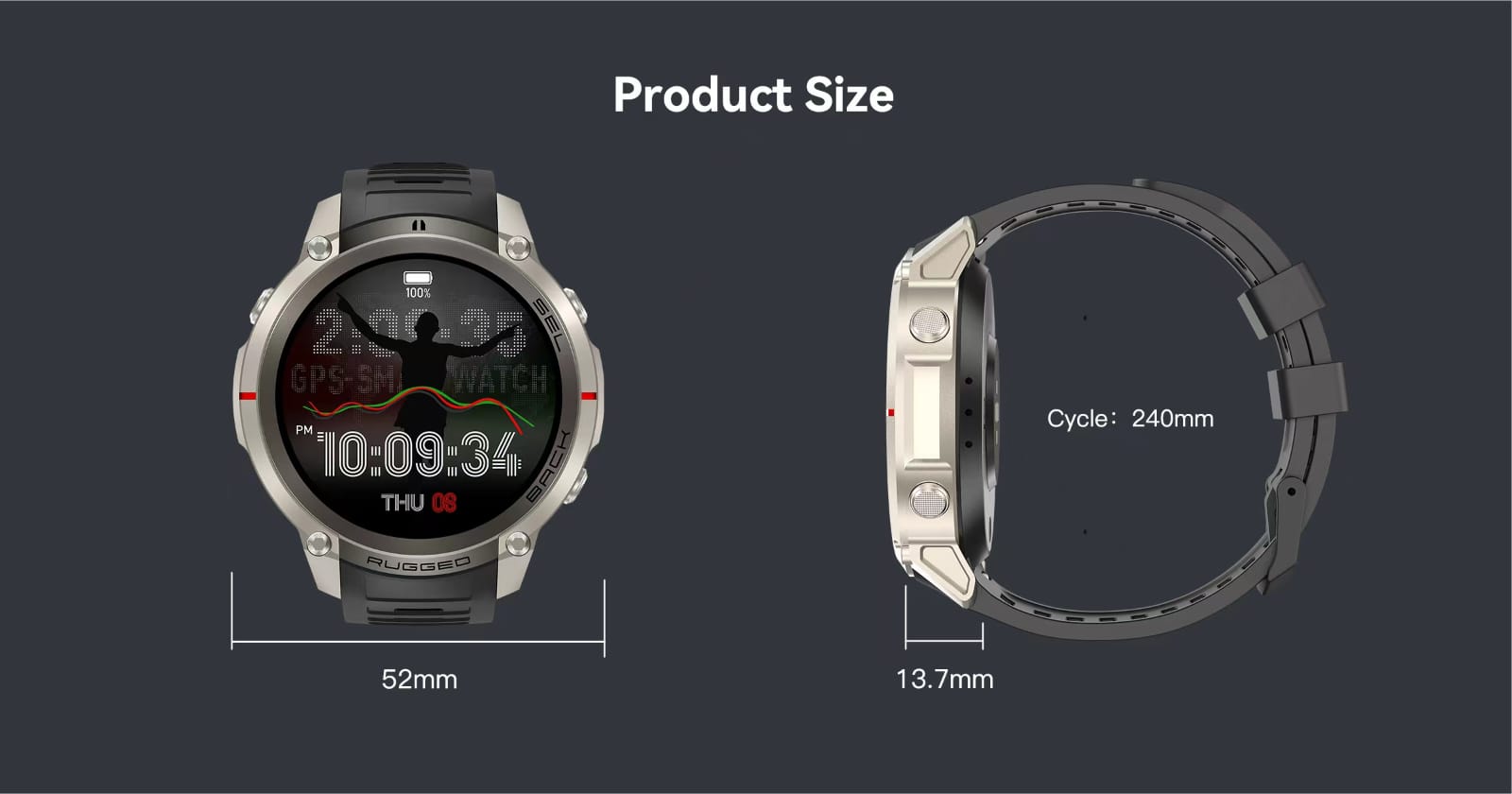 Rugged Smart Watch Fitness tracker DM59 GPS Watch