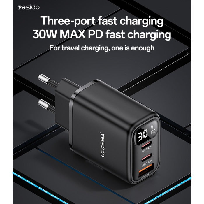 YESIDO YC69 EU 30W Power Display Fast Charging Wall Charger