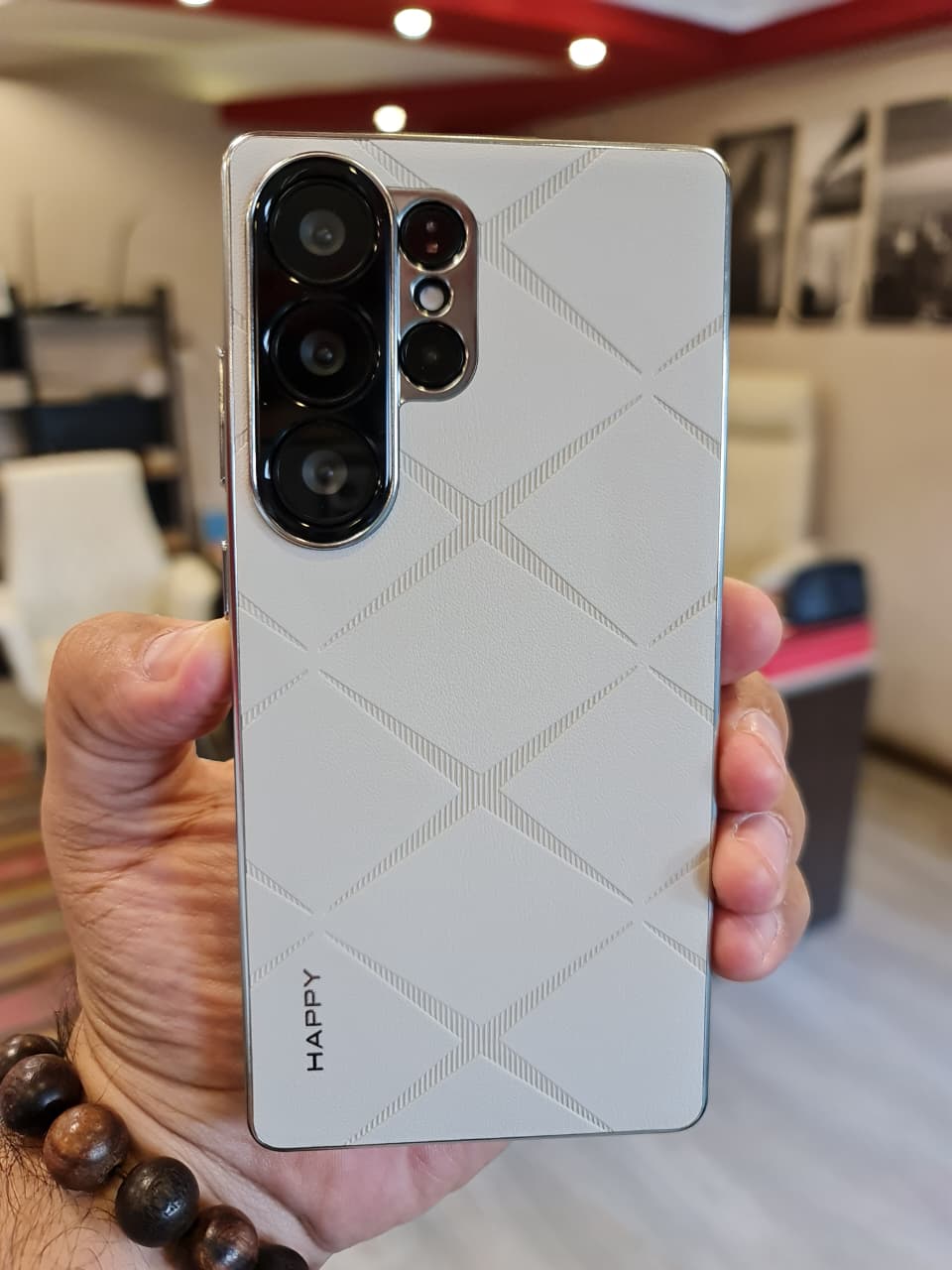 Luxury Plating PU Leather Camera Lens Protection Back Case for Samsung