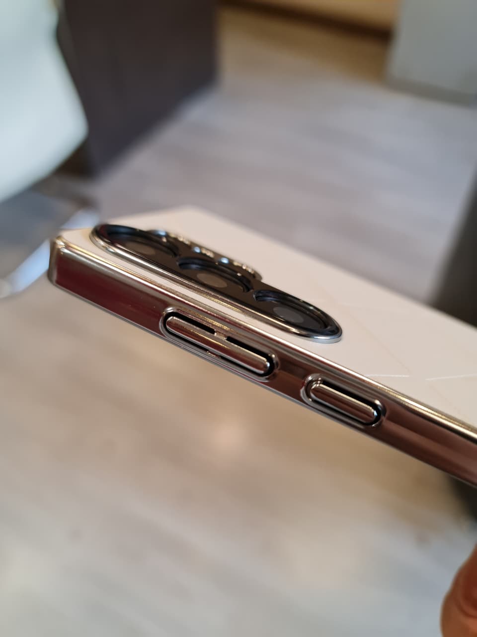 Luxury Plating PU Leather Camera Lens Protection Back Case for Samsung