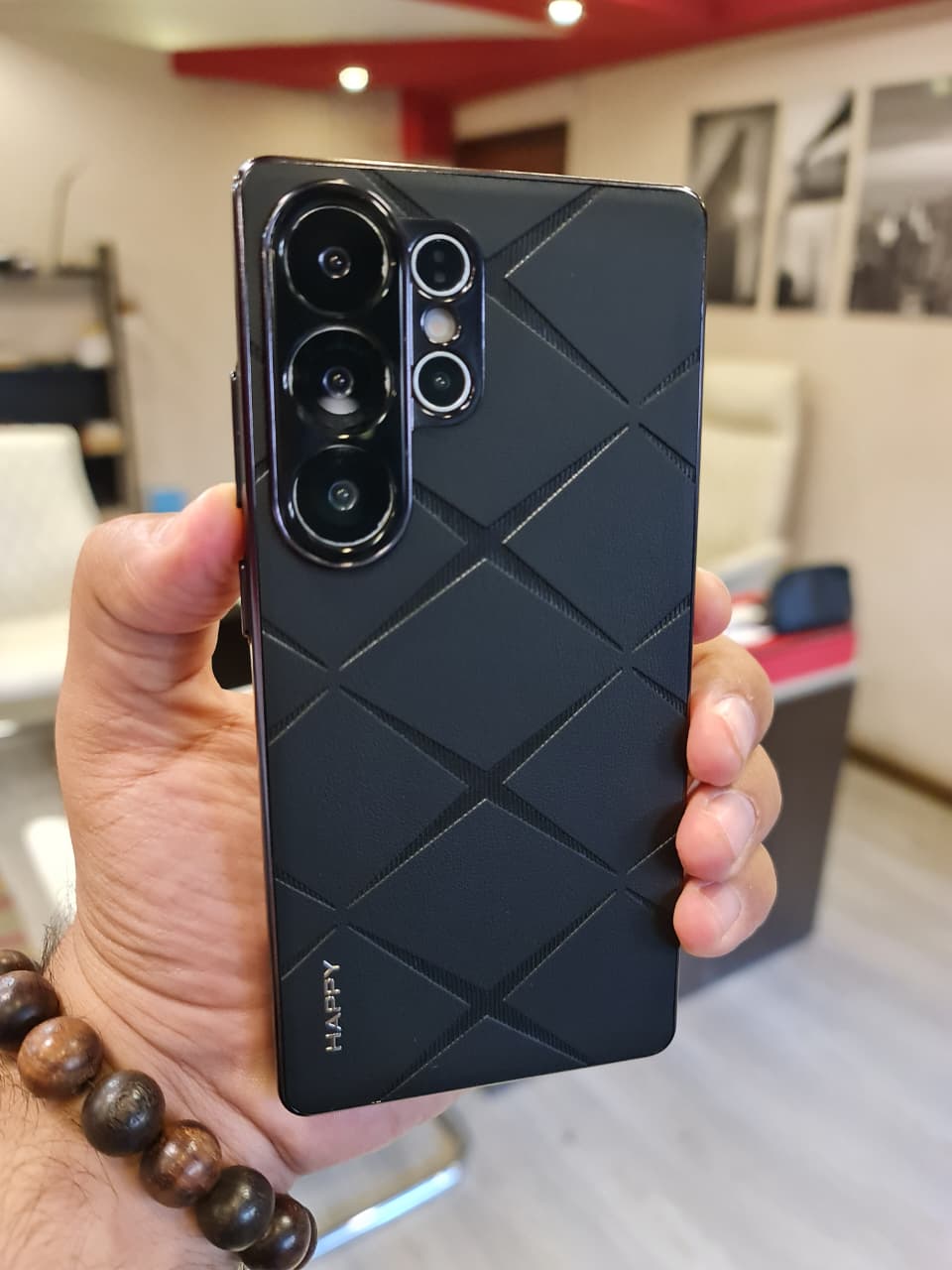 Luxury Plating PU Leather Camera Lens Protection Back Case for Samsung