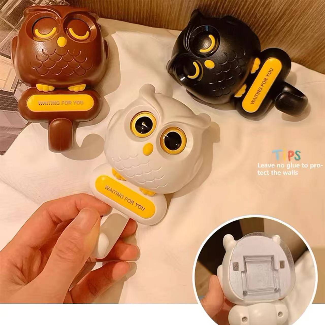 Owl Creative Hooks Utility Cute Decor Hooks (Black)