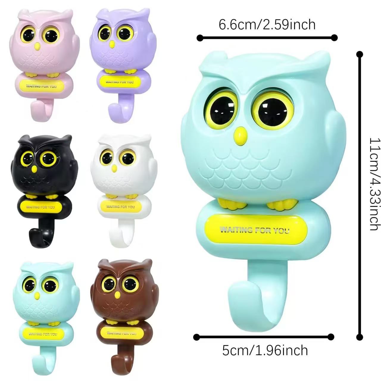 Owl Creative Hooks Utility Cute Decor Hooks (Black)