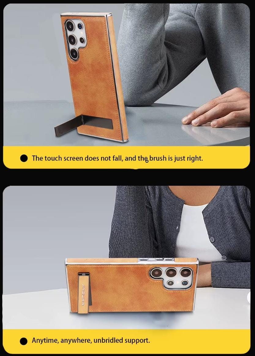 Luxury PU Leather Bracket Holder Phone Case For Samsung