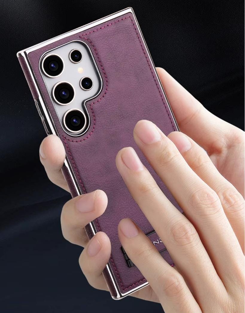 Luxury PU Leather Bracket Holder Phone Case For Samsung