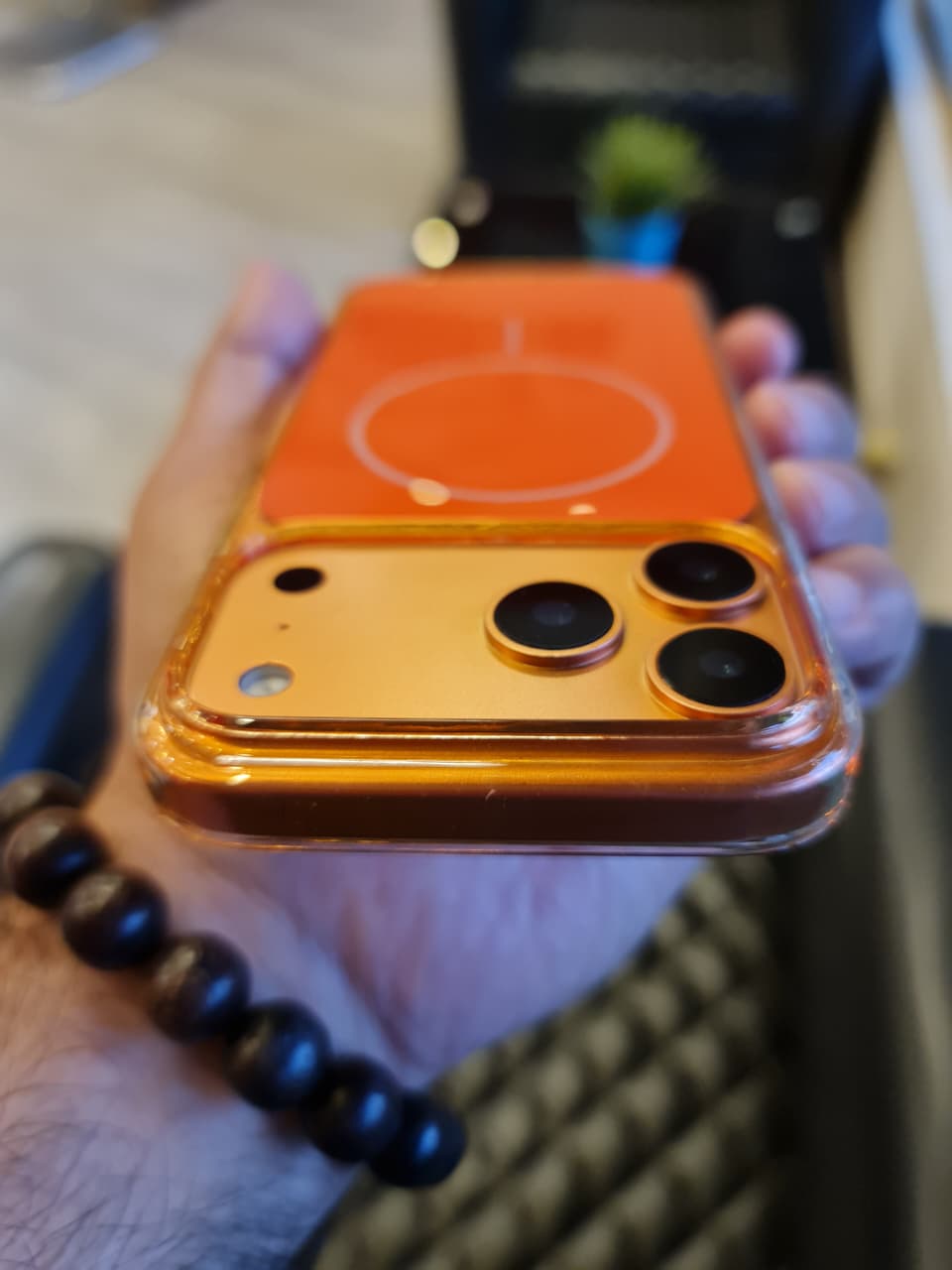 Original Color Design Clear Magnetic Case for iPhone 17 Pro Max (Orange)