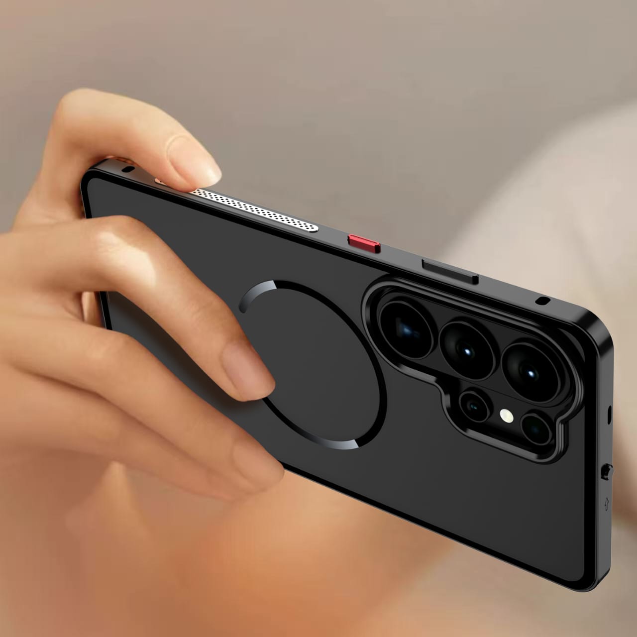 Metal Bumper Frame Frosted PC Back Cover Case For Samsung S26 Ultra