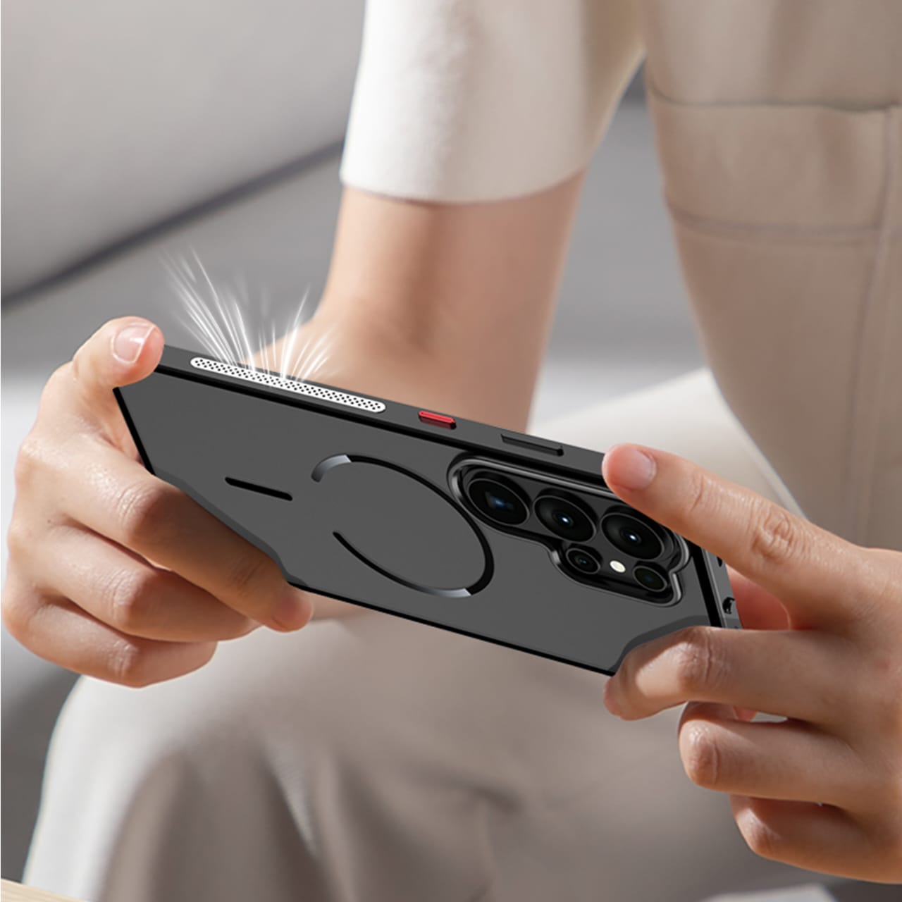 Metal Bumper Frame Frosted PC Back Cover Case For Samsung S26 Ultra