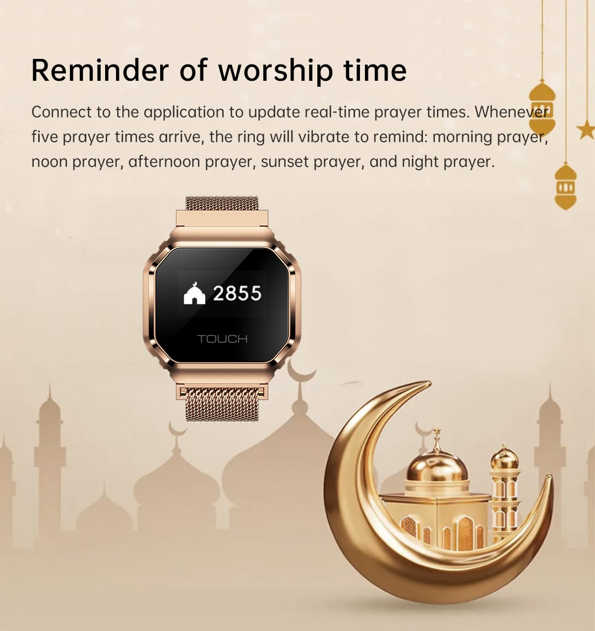 B7 Mini Smart Ring Watch with Interchangeable Stainless Steel and Nylon Straps