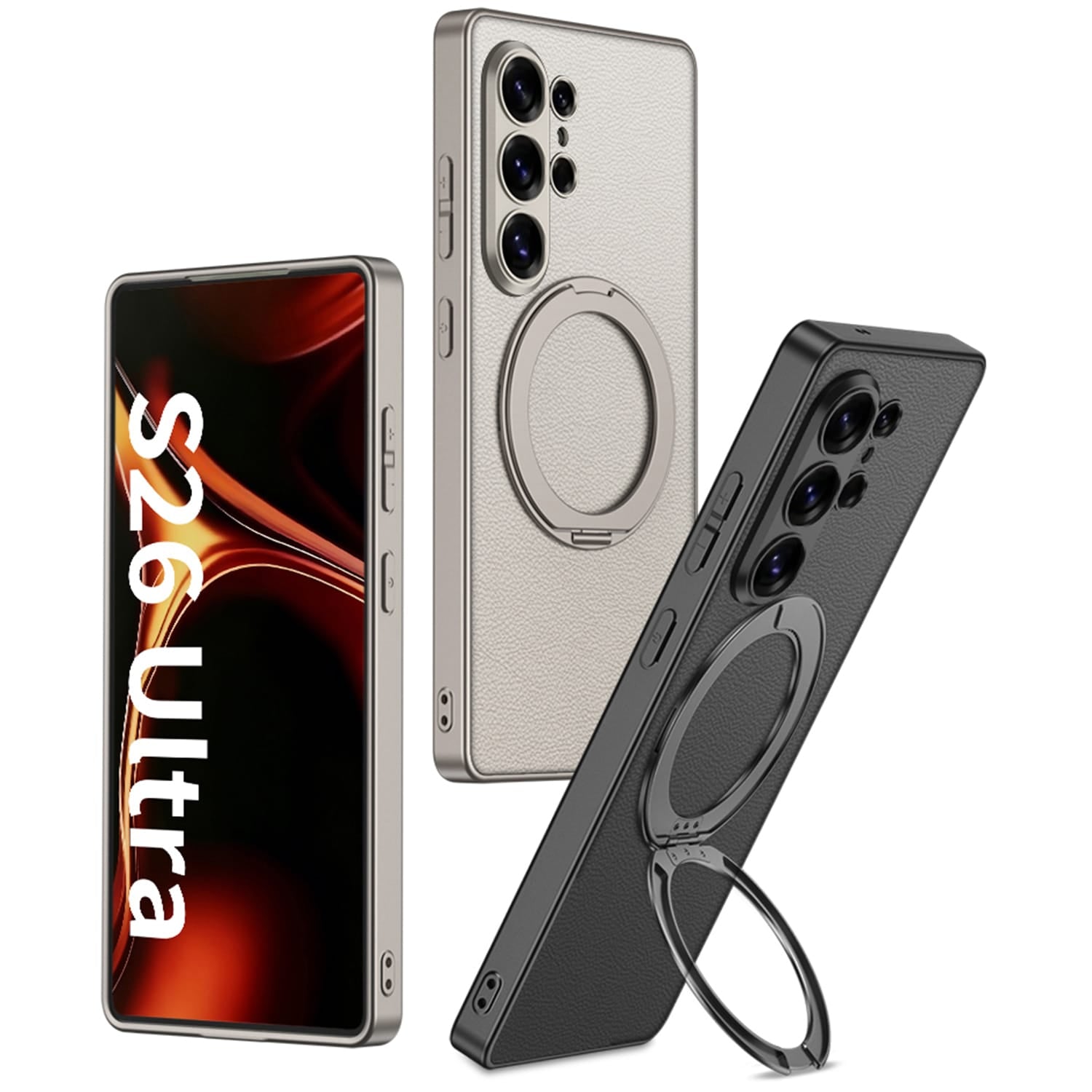 GKK 360° Rotatable Ring Stand Leather Case For Samsung 26 Ultra