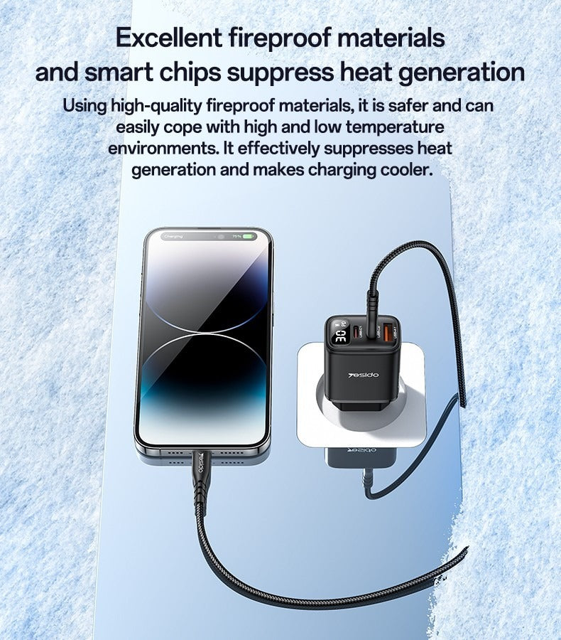 YESIDO YC69 EU 30W Power Display Fast Charging Wall Charger