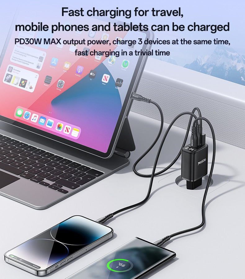 YESIDO YC69 EU 30W Power Display Fast Charging Wall Charger