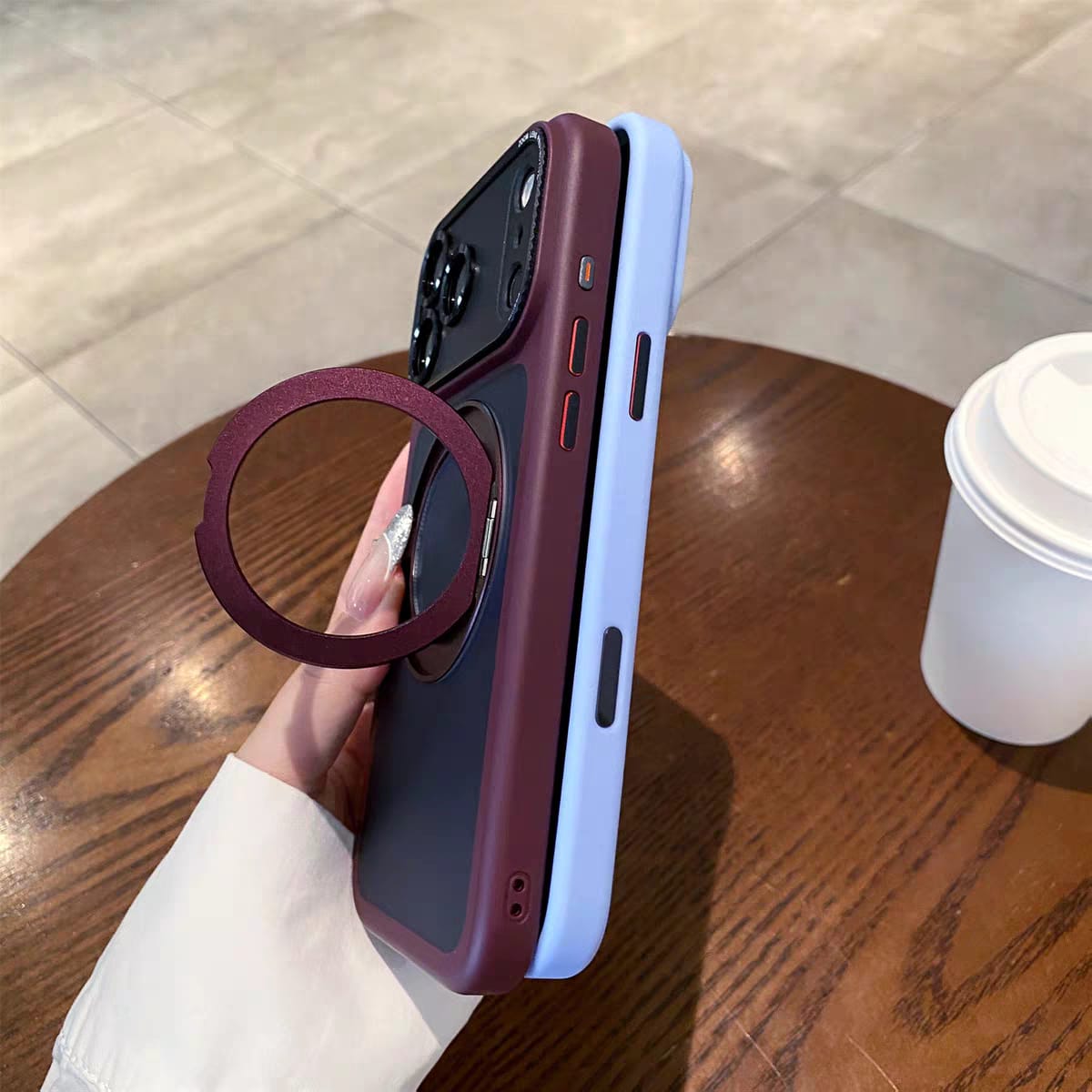 Popular TPU Acrylic Clear Magnetic 360° rotating ring Case for iPhone