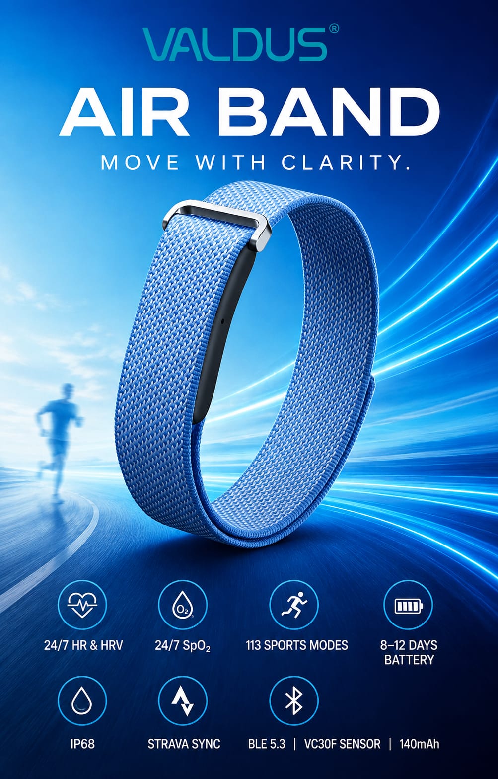 VALDUS Fitness Activity Tracker Air Band