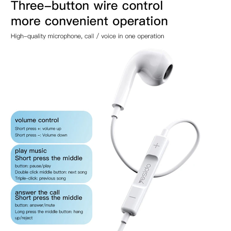 YESIDO YH37 for iPhone Wired Earphone Lightning Port Bluetooth Connection