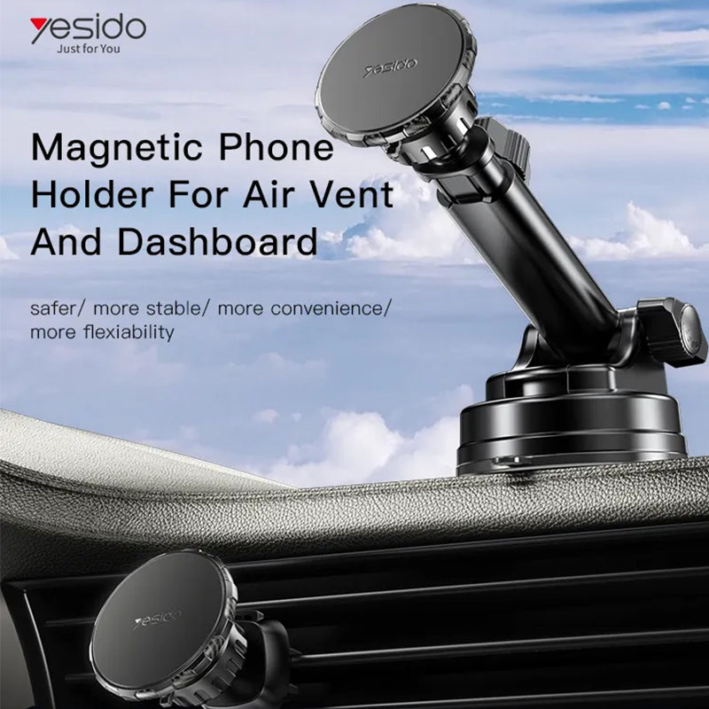 Yesido C160 Suction Cup Type Telescopic Rod Magnetic Car Phone Holder