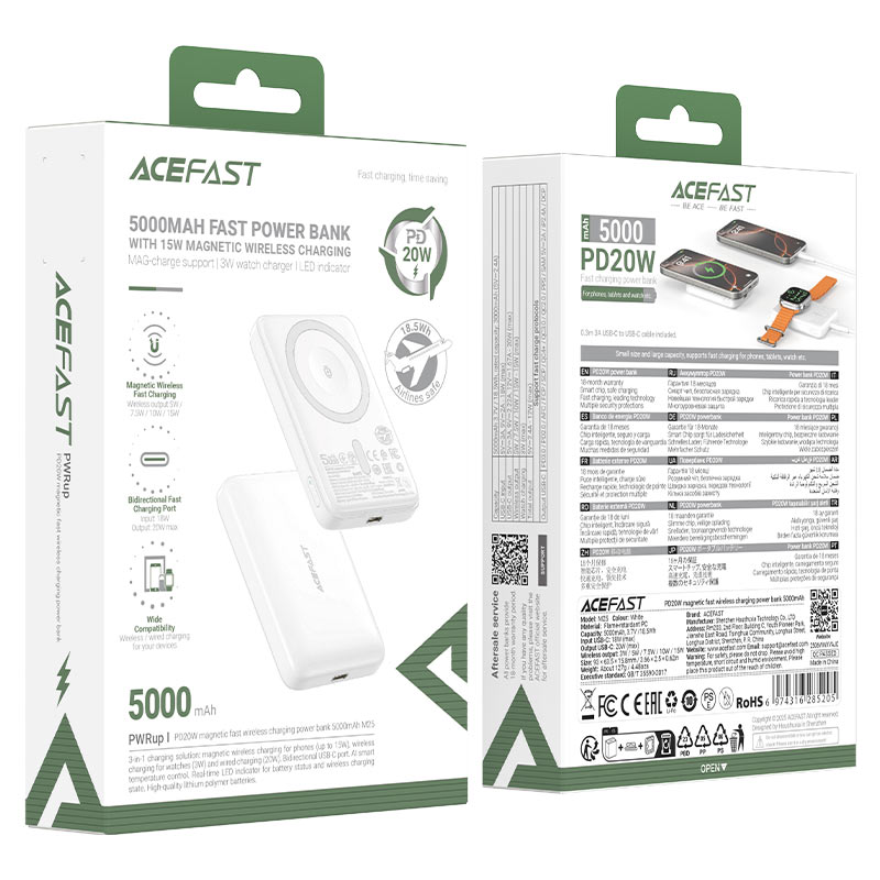 ACEFAST Magnetic Fast Wireless Charge Power Bank M25 PD20W 5000mAh