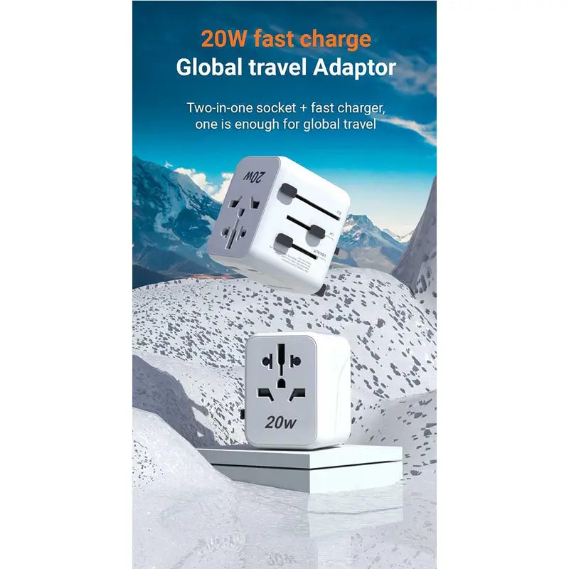 Awei C-20 Universal Global Adapter 20W Wall Charger Travel Adaptor