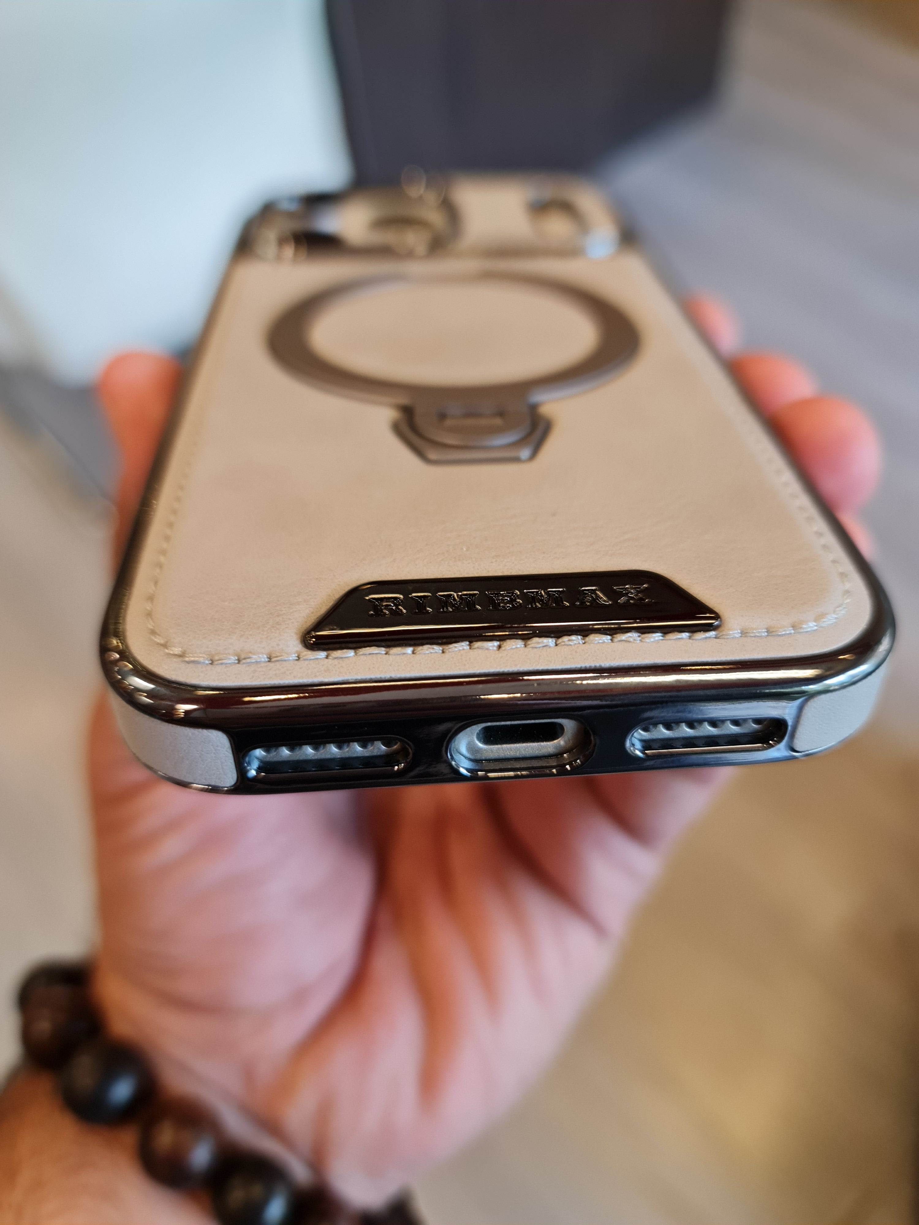 RUIMEIBI New Plating PU Leather Magnetic Phone Case for iPhone 17 Pro Max(Grey)