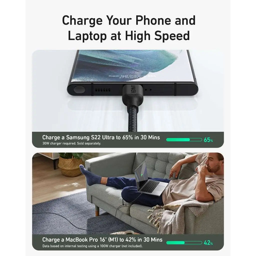 Anker 544 Type - C to Type - C Fast Charging 240W Cable A80F5