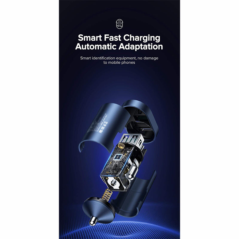 Joyroom C-A17 fast car charger USB / USB Type C 42,5W Quick Charge, Power Delivery, AFC, SCP silver