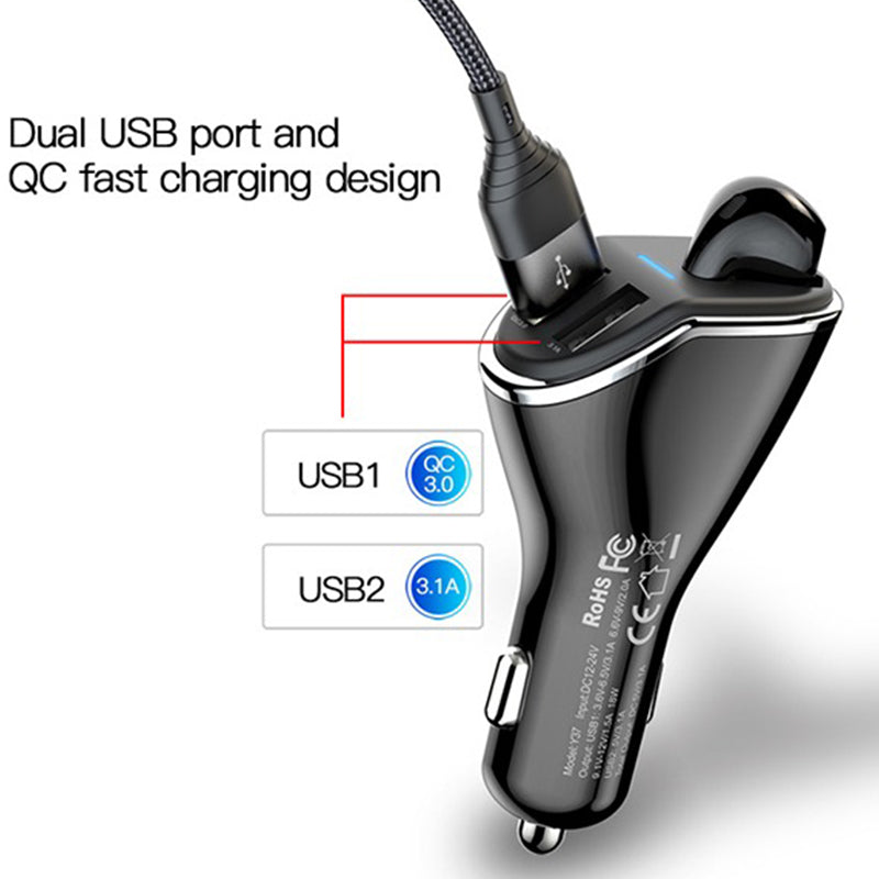 Yesido Y37 Bluetooth Headset Car Charger
