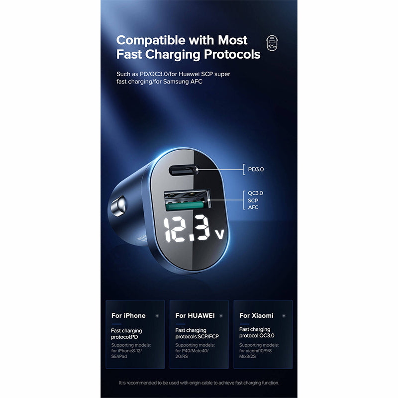 Joyroom C-A17 fast car charger USB / USB Type C 42,5W Quick Charge, Power Delivery, AFC, SCP silver