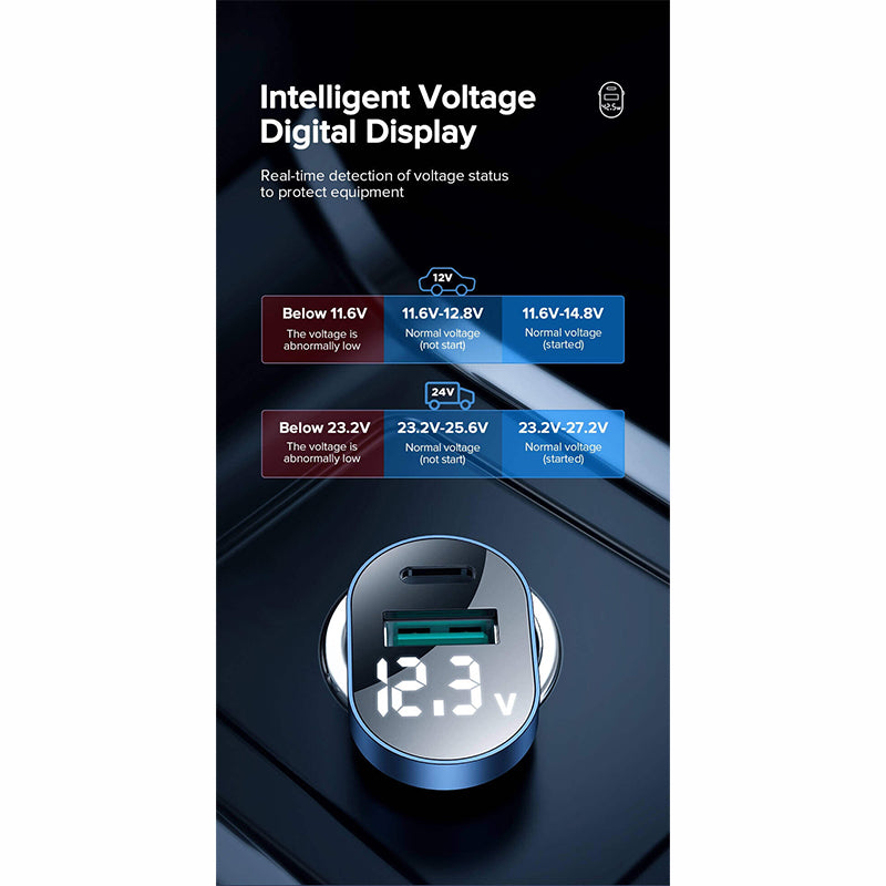 Joyroom C-A17 fast car charger USB / USB Type C 42,5W Quick Charge, Power Delivery, AFC, SCP silver