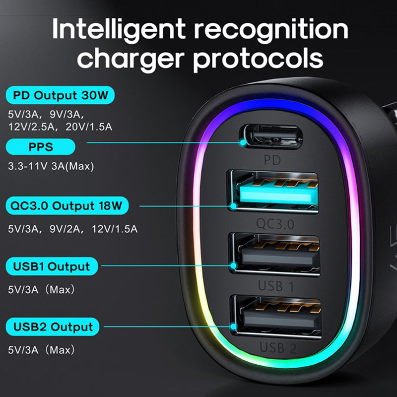 JOYROOM JR-CL09 45W 4-port Car Charger-Black
