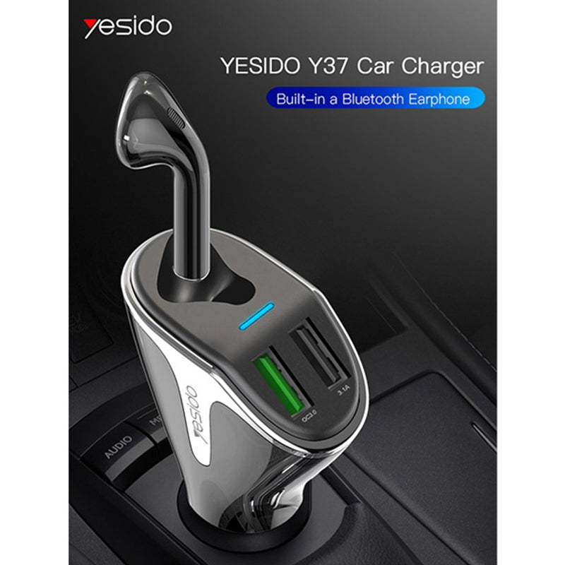 Yesido Y37 Bluetooth Headset Car Charger
