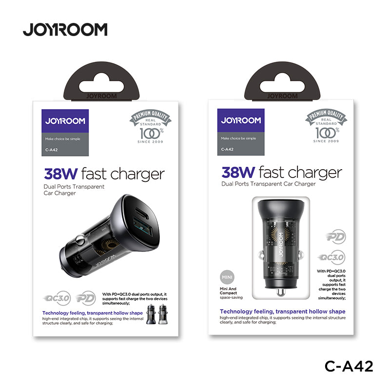 M C-A42 Charger For Car 38w Mini Qc3.0 Fast Smart Pd Car Charger