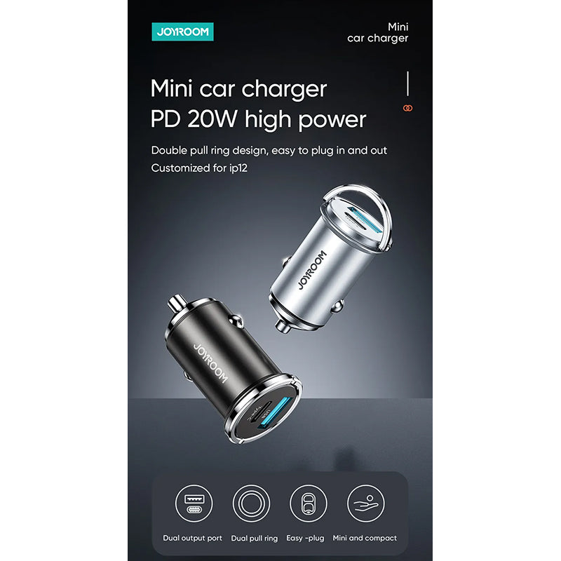 Joyroom C-A45 USB+Type-C with Dual-Port and Ring-Pull (PD+QC3.0) 20W