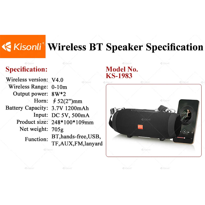 Kisonli speaker powered KS-1983 scooters speaker sound core speaker