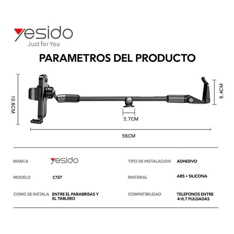 Yesido C137 Car windshield holder cell phone clip base