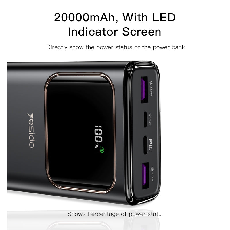 PowerBank 20,000mah Yesido YP30 Fast Charge 22.5W