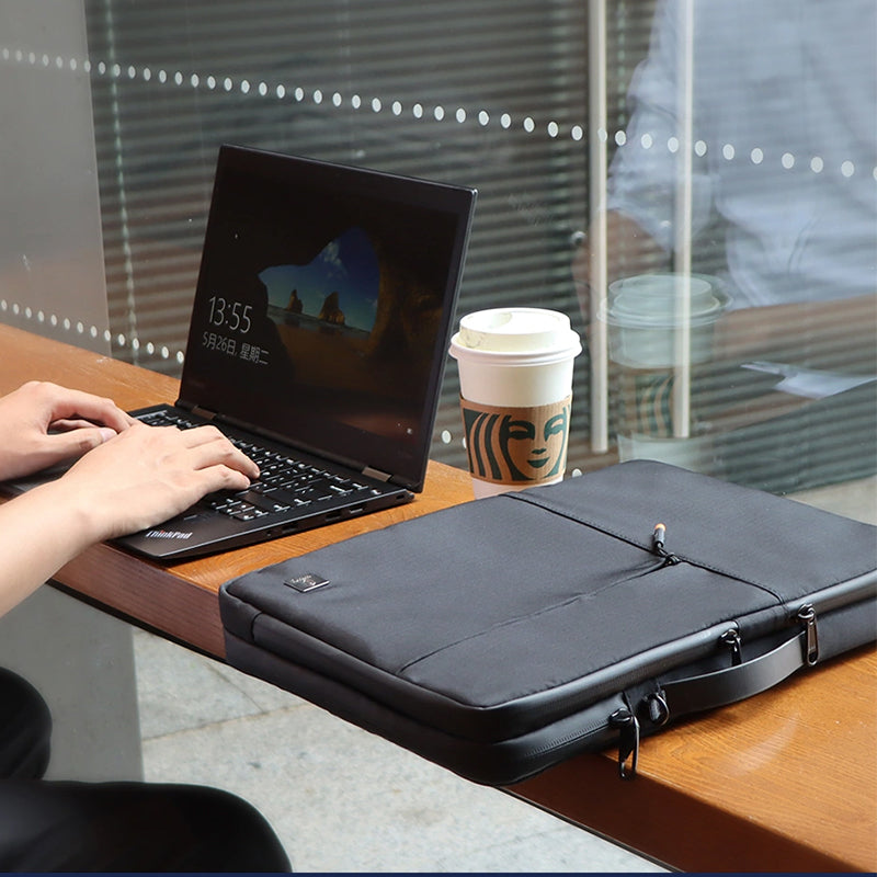 WiWU Alpha Double Layer Sleeve Waterproof Faux Fur Lining Computer Compartment Handbag