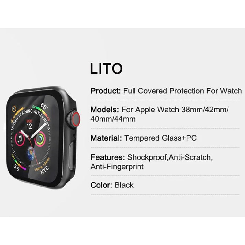 Lito S+Watch Case with Tempered Glass Screen Protector for Apple Watch 46mm
