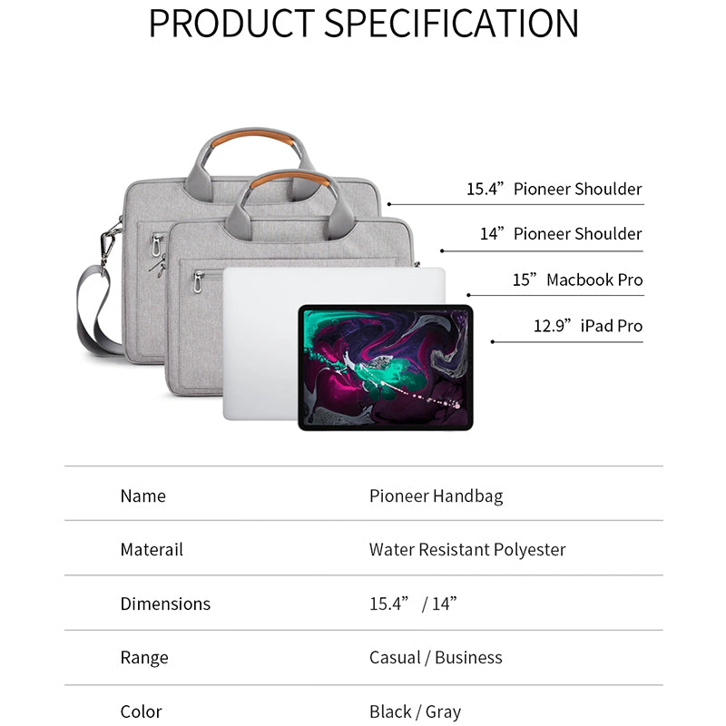 WiWU Pioneer Pro Tablet Bag Laptop Sleeve Protective Case for iPad Multifunctional Carrying Handbag